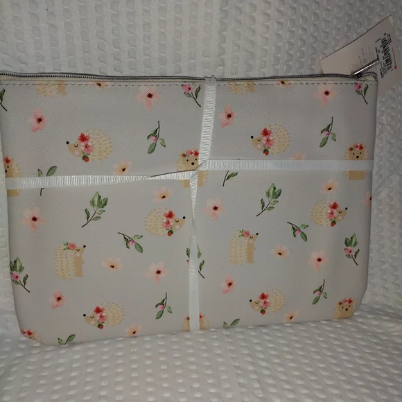 LC Lauren Conrad Floral Hedgehog Cosmetic Bag Set - Cream and Pink - Picture 3 of 3